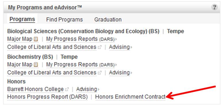 My Programs Honors Enrichment Contract Link