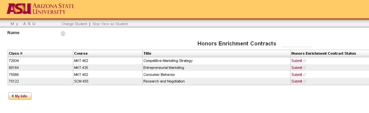 Honors Enrichment Contract Choose Class