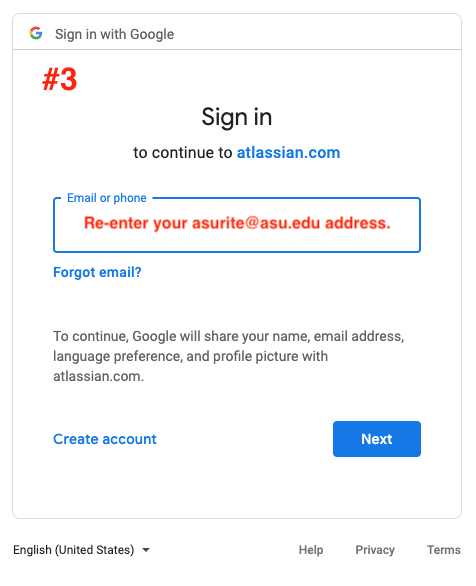 Atlassian login screen