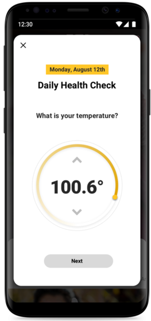 Mobile app record temperature screen
