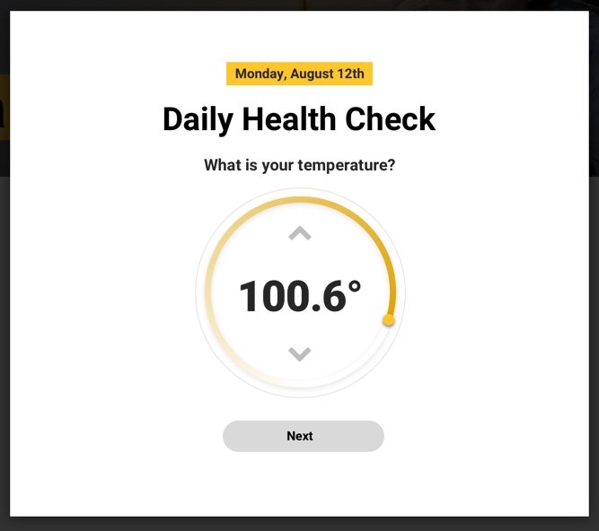 temperature recording screen