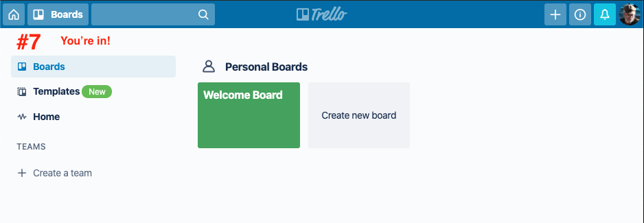 Trello home screen