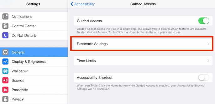 select passcode settings