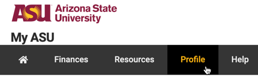 Profile Tab Link on My ASU