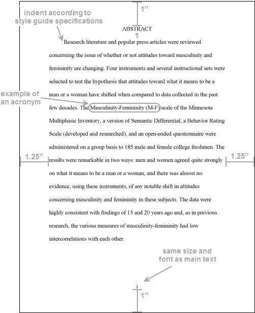 Screenshot of abstract page with formatting requirements