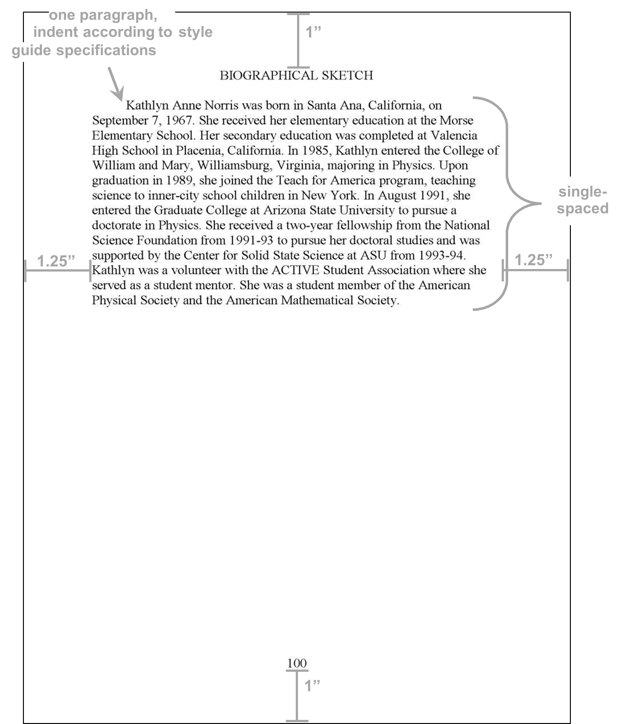 Screenshot biosketch with formatting requirements