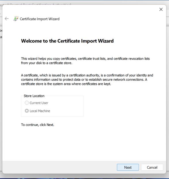 Import Wizard initial screen.