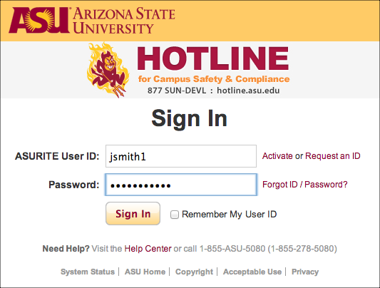 Log into My ASU